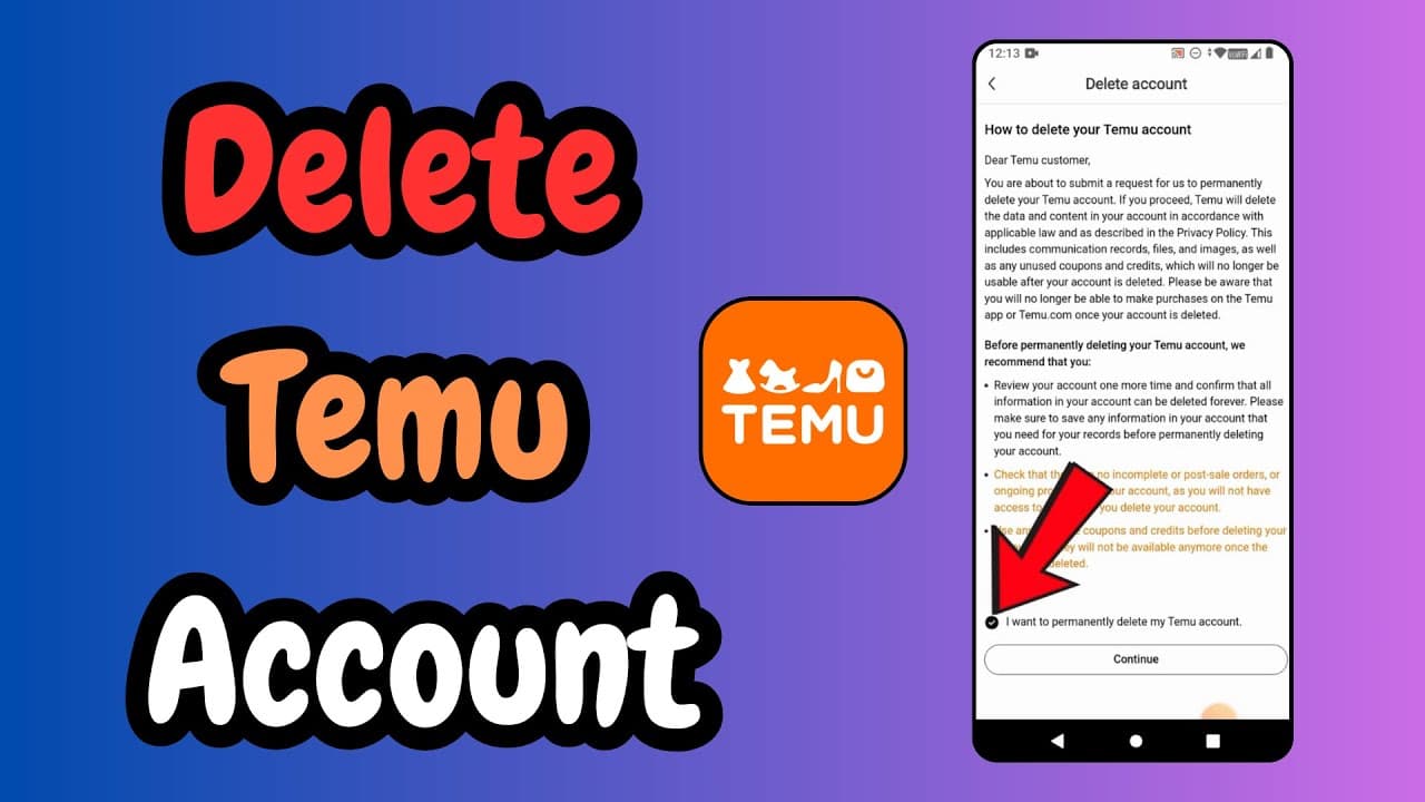 Temu-account verwijderen via de app