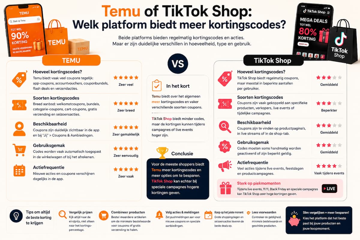 Temu of TikTok Shop Nederland: prijs, veiligheid en retour vergeleken
