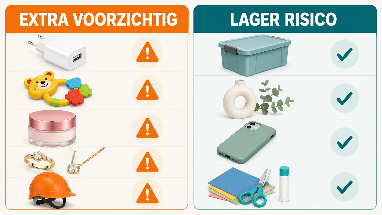 Producten die extra voorzichtigheid vereisen en producten met lager risico